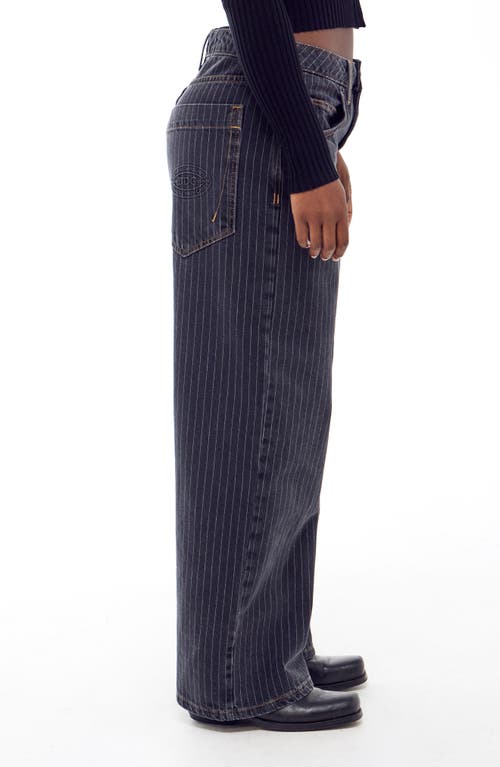 Bdg Urban Outfitters Jaya Pinstripe Low Rise Wide Leg Jeans In Black