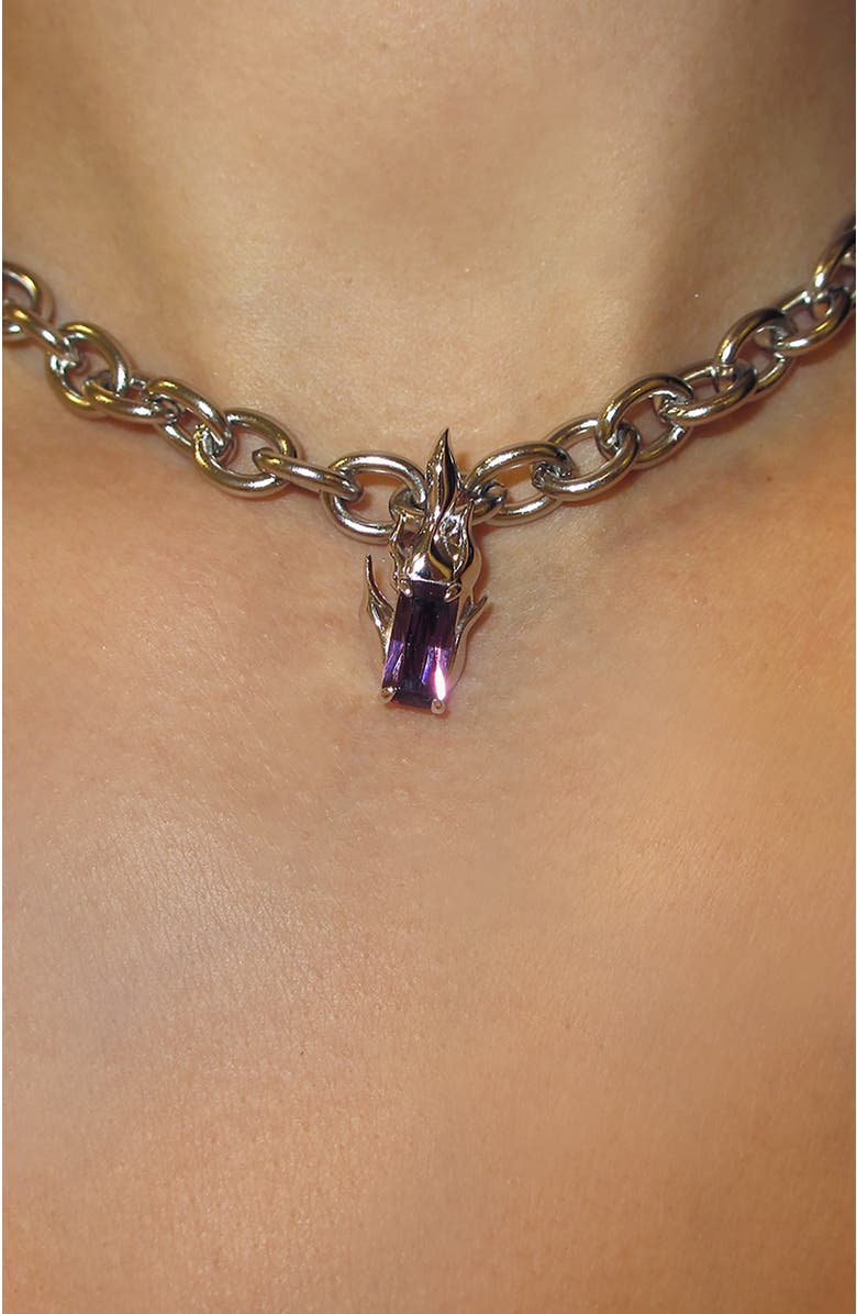 Rimor Jewelry Purple Gem Flame Chain, Alternate, color, Silver
