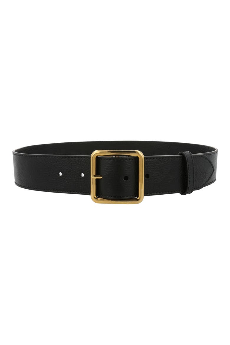 Wide Leather Belt, Main, color, BLACK
