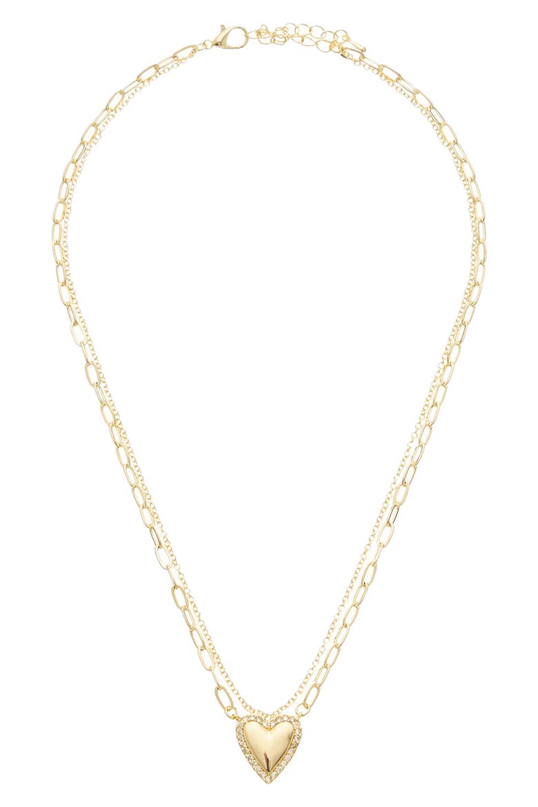 Cubic Zirconia Heart Pendant Necklace, Main, color, YELLOW