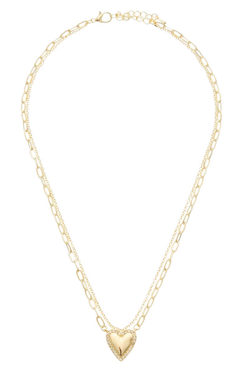 Juvell Cubic Zirconia Heart Pendant Necklace, Main, color, Yellow