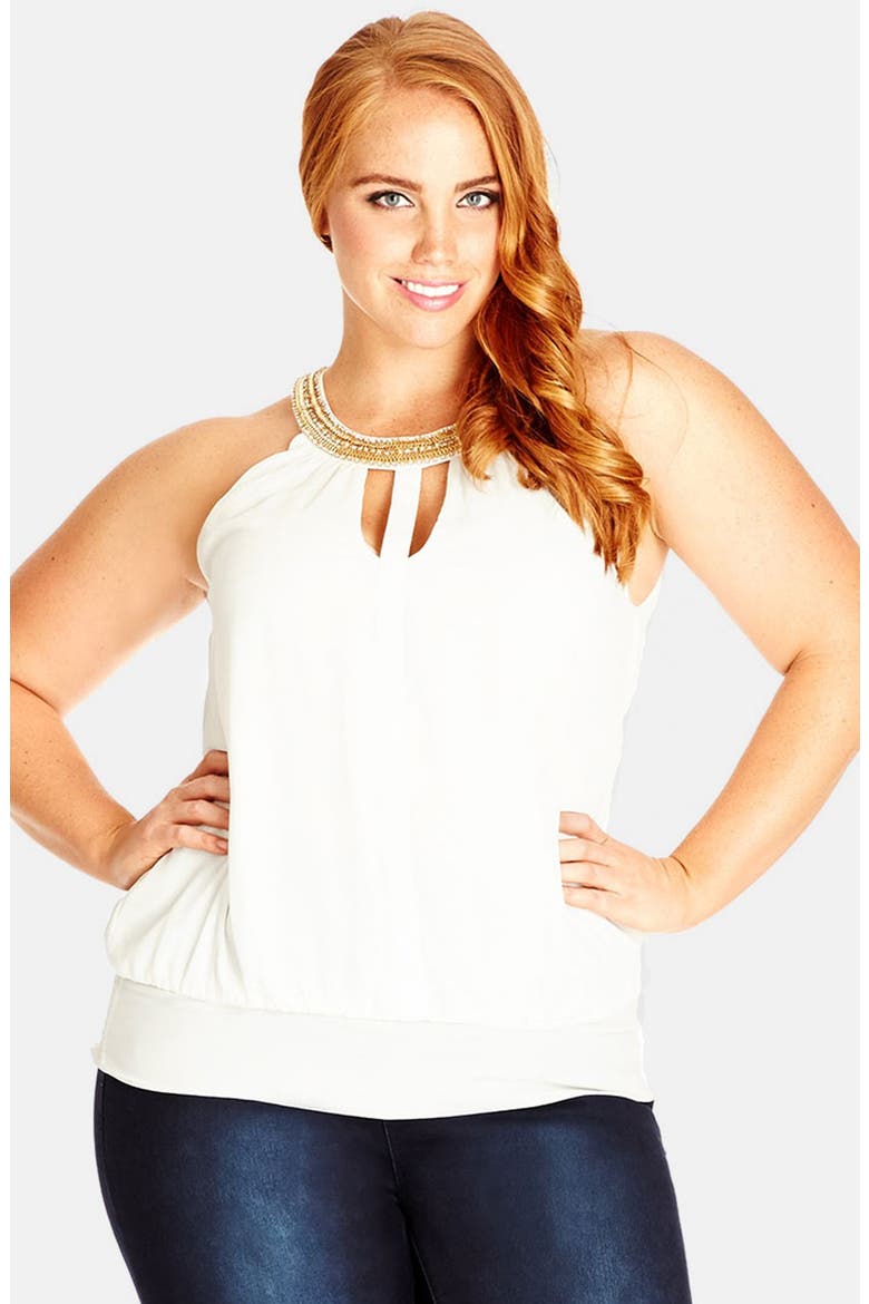 'Girly' Chain Neck Top, Main, color, LIMELIGHT