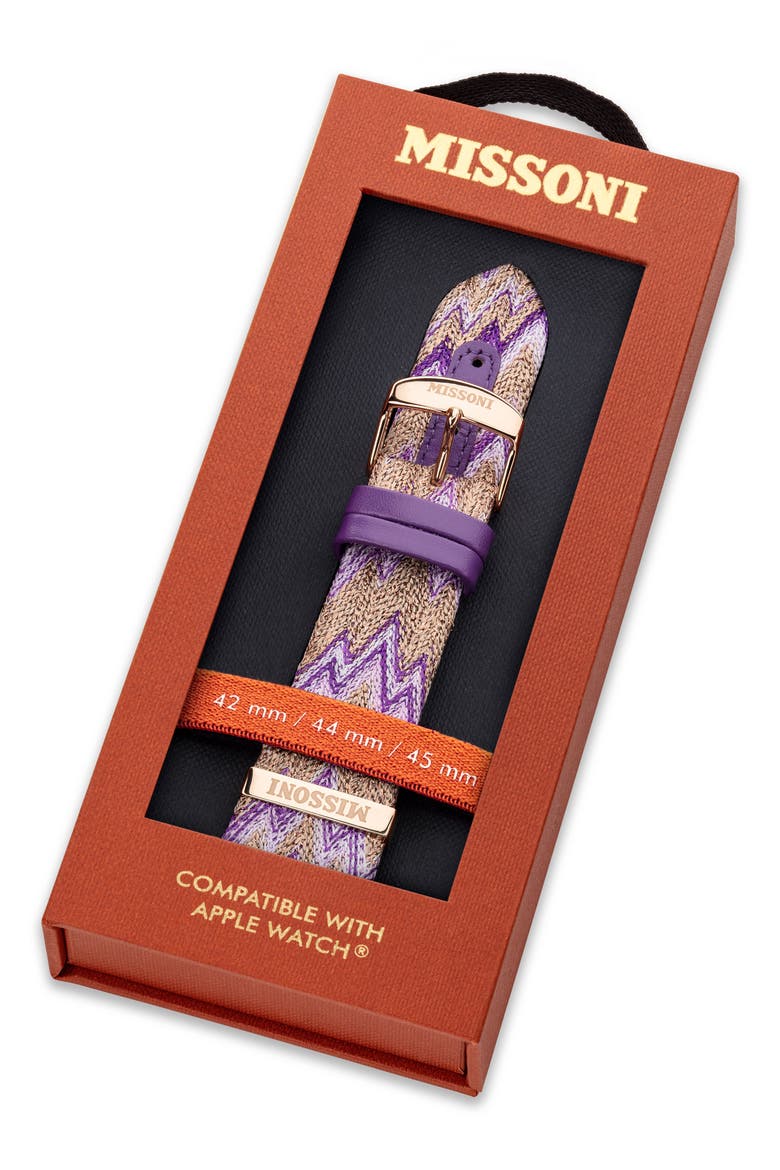 Zigzag 24mm Textile Apple Watch® Watchband, Alternate, color, MULTI PURPLE
