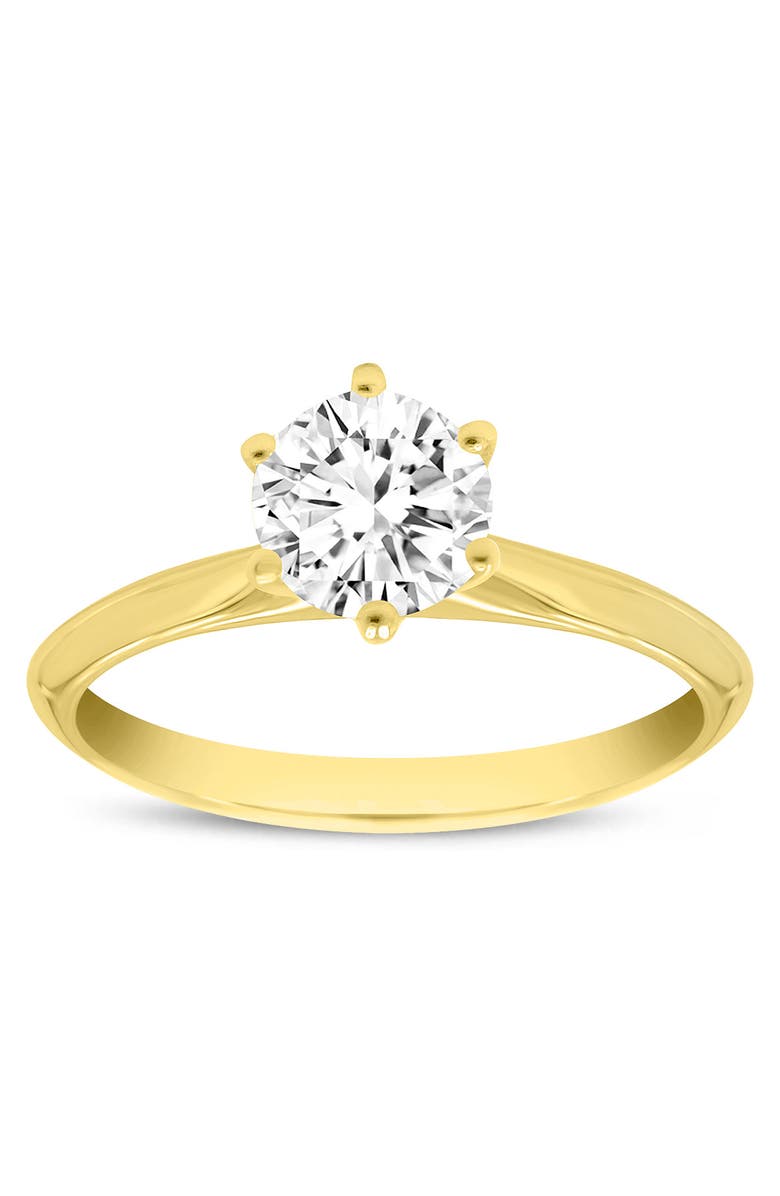 LuvMyJewelry Clara 14K Yellow Gold Round Shape Lab Grown Diamond Solitaire Engagement Ring - 0.75 ctw, Main, color, 14K Yellow Gold