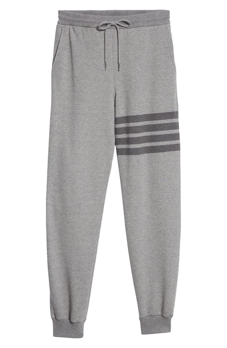 Thom Browne Tonal 4-Bar Cotton Joggers, Alternate, color, Med Grey