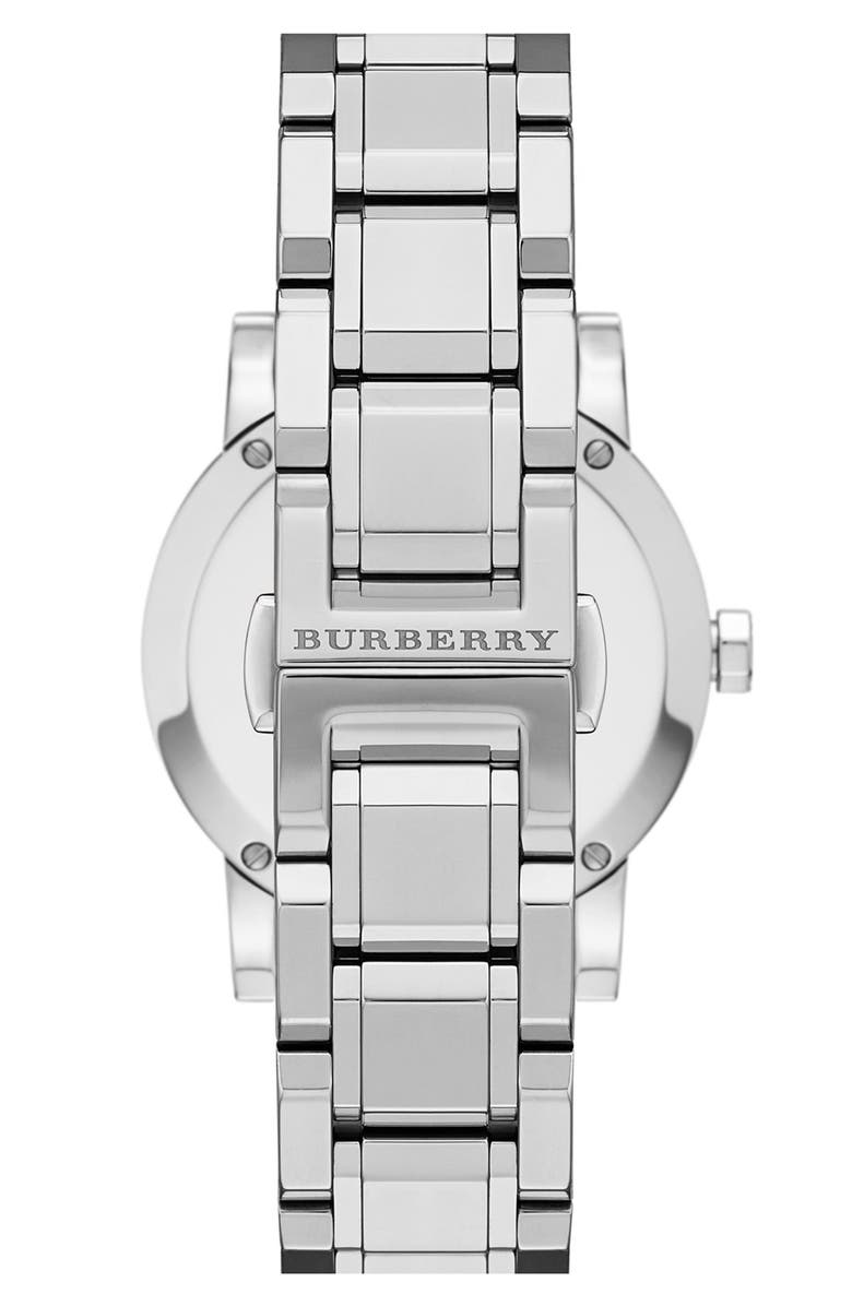 Burberry Medium Check Stamped Bracelet Watch, 34mm, Alternate, color, 