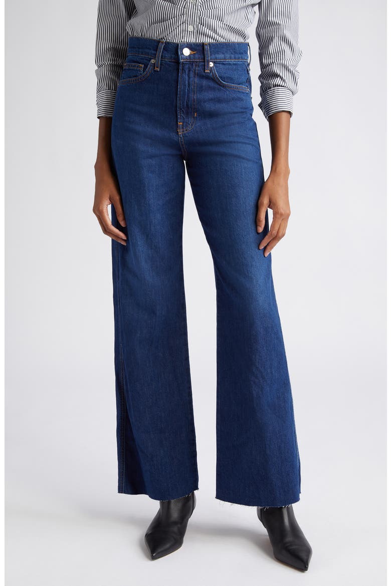 Taylor Raw Hem High Waist Wide Leg Jeans, Main, color, BRIGHT BLUE
