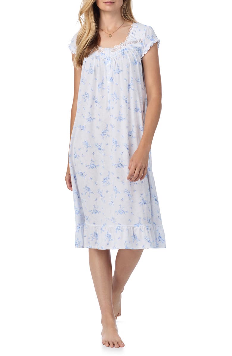 Eileen West Cap Sleeve Cotton Blend Jersey Waltz Nightgown, Main, color, 