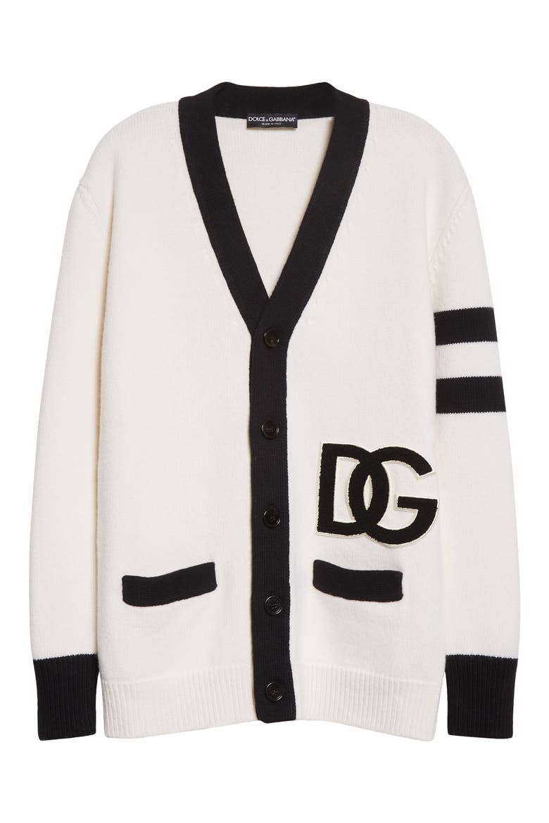 Colorblock DG Logo Wool Cardigan, Alternate, color, COMBINED COLOUR