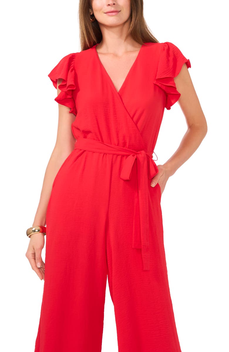 Vince Camuto Flutter Sleeve Wide Leg Jumpsuit, Alternate, color, 