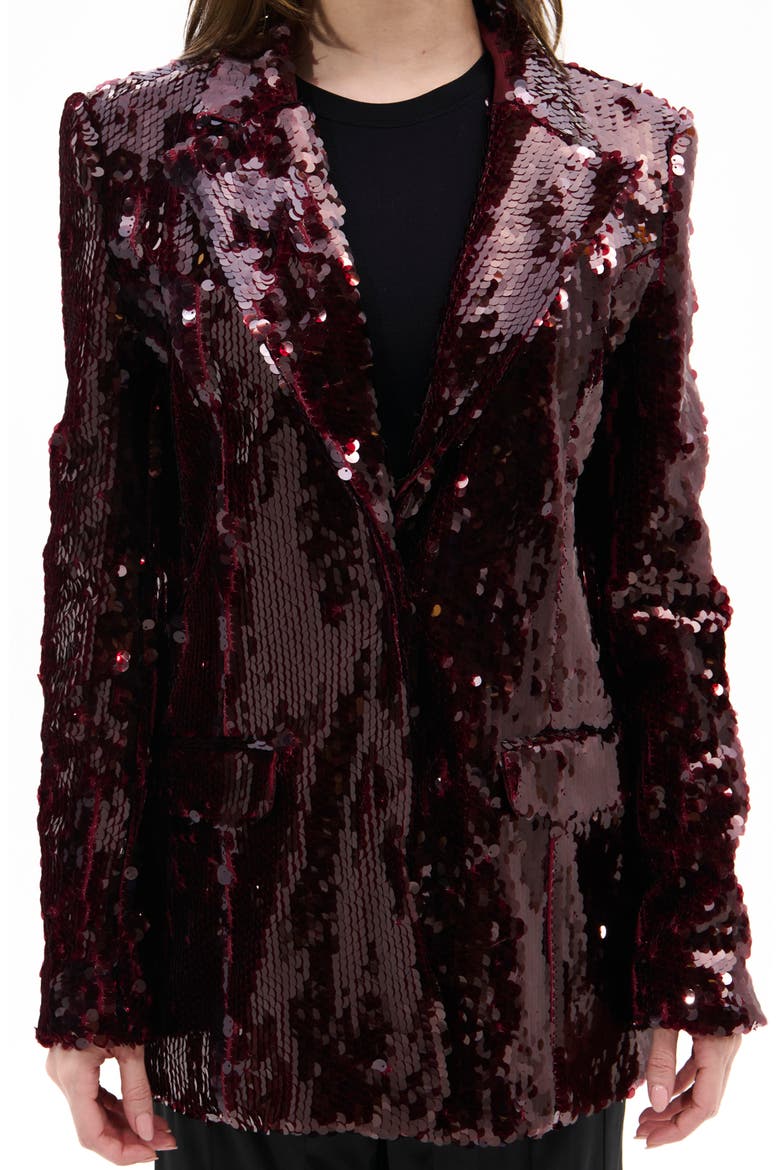 Dubai Sequin Blazer, Main, color, BURGUNDY