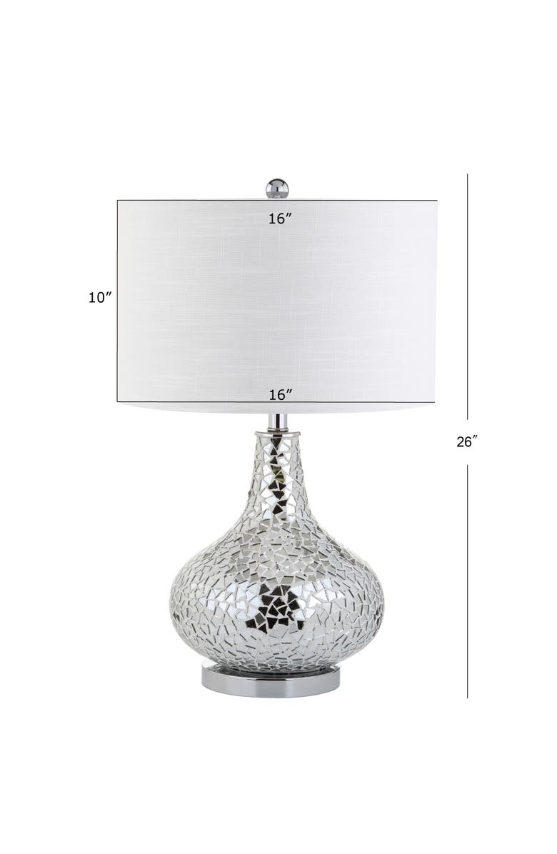 JONATHAN Y Emilia Mirrored Mosaic LED Table Lamp, Alternate, color, Silver/Gray