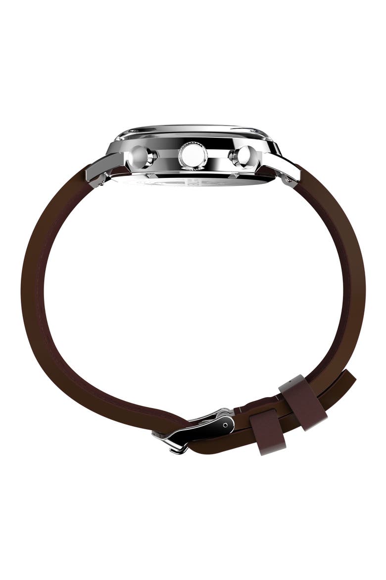 Marlin Chronograph Leather Strap Watch, 40mm, Alternate, color, STAINLESS STEEL