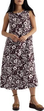 Seasalt Cornwall Cresting Waves Sleeveless Linen A-Line Dress