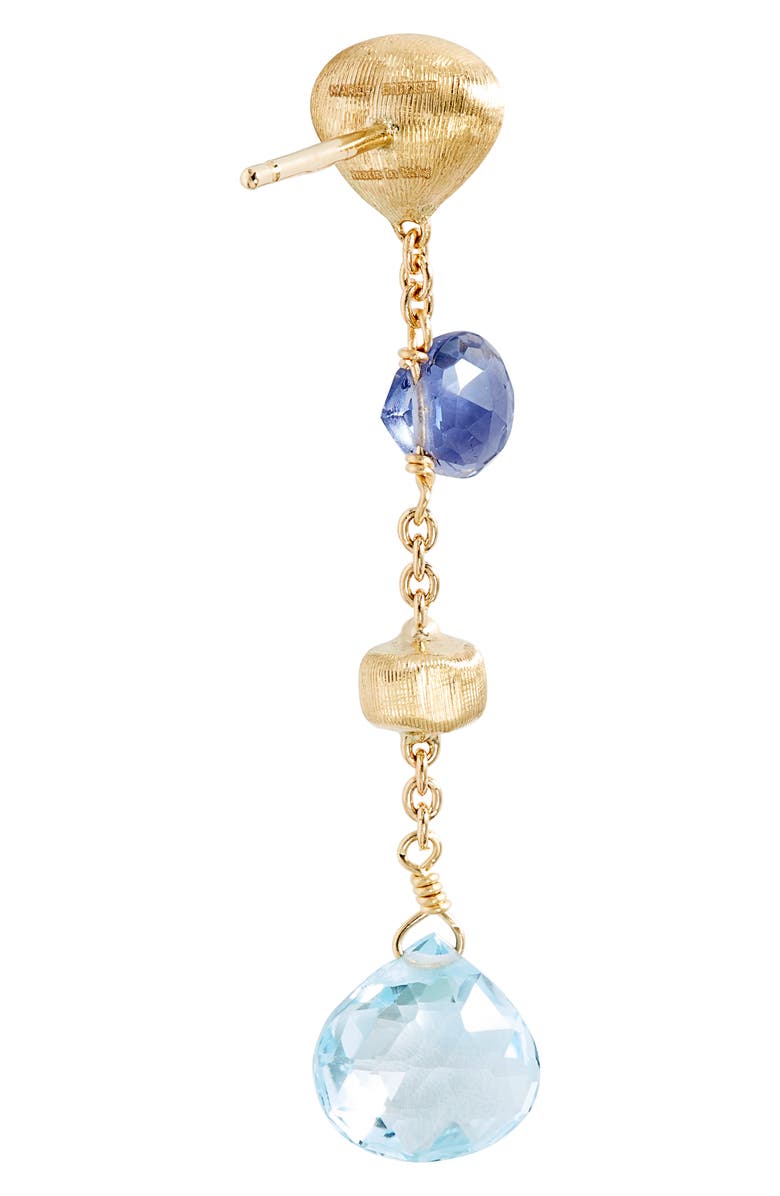 Marco Bicego Paradise 18K Yellow Gold Iolite & Blue Topaz Short Drop Earrings, Alternate, color, Gold