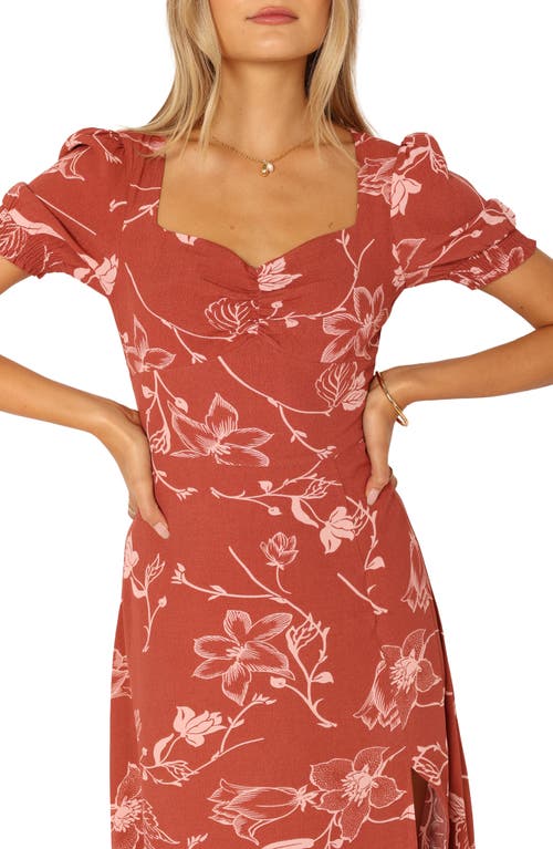 Petal And Pup Petal & Pup Franklin Floral Puff Sleeve Midi Dress In Burgundy