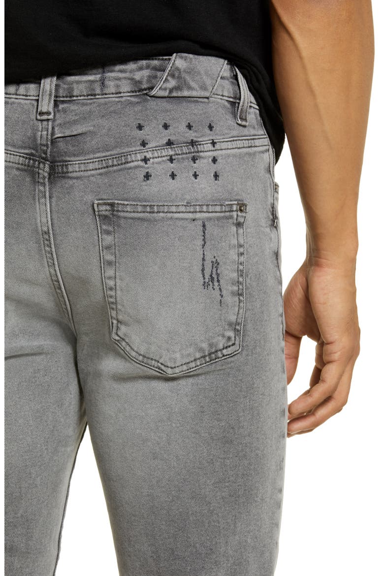 Chitch Prodigy Trashed Ripped Slim Fit Stretch Denim Jeans, Alternate, color, GREY