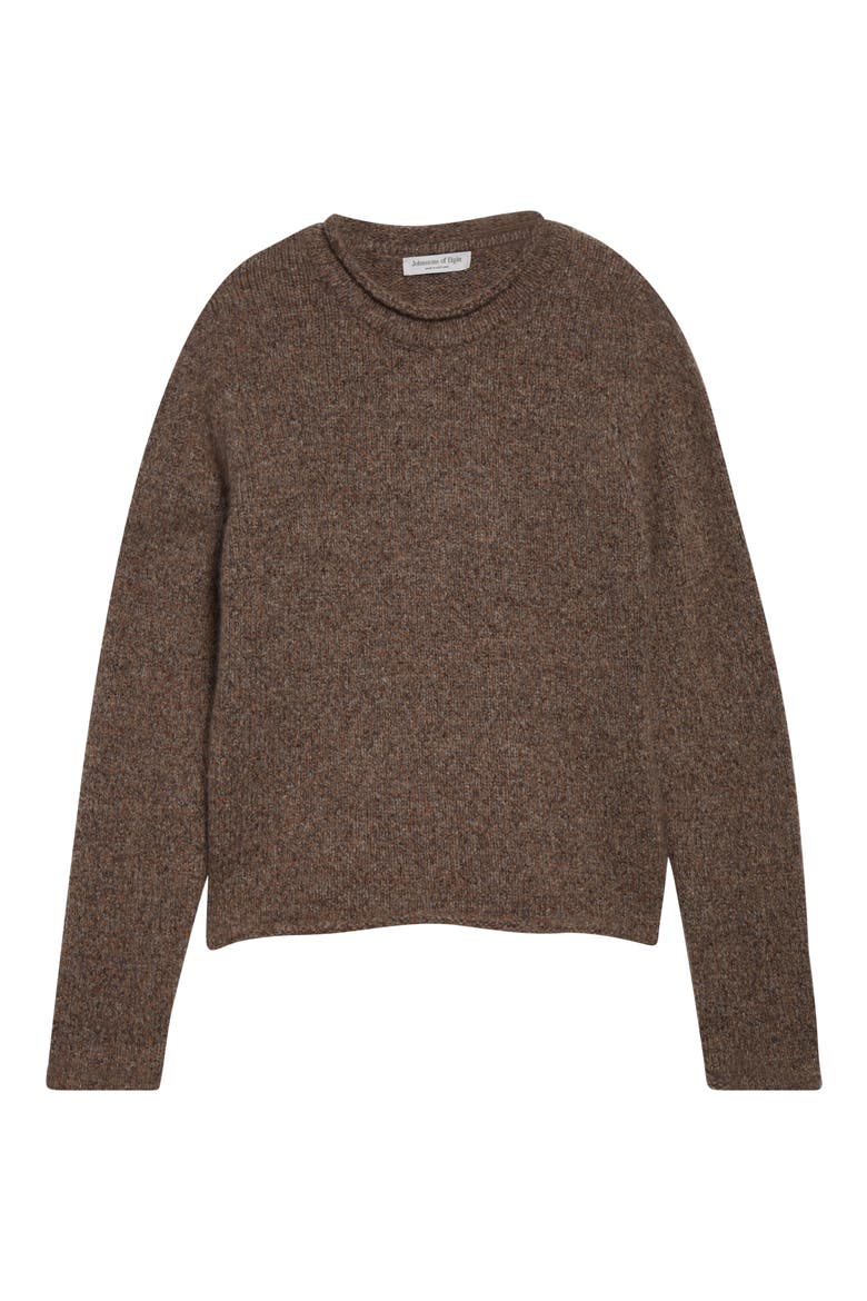 Brushed Cashmere & Silk Crewneck Sweater, Alternate, color, MOLASSES MIX