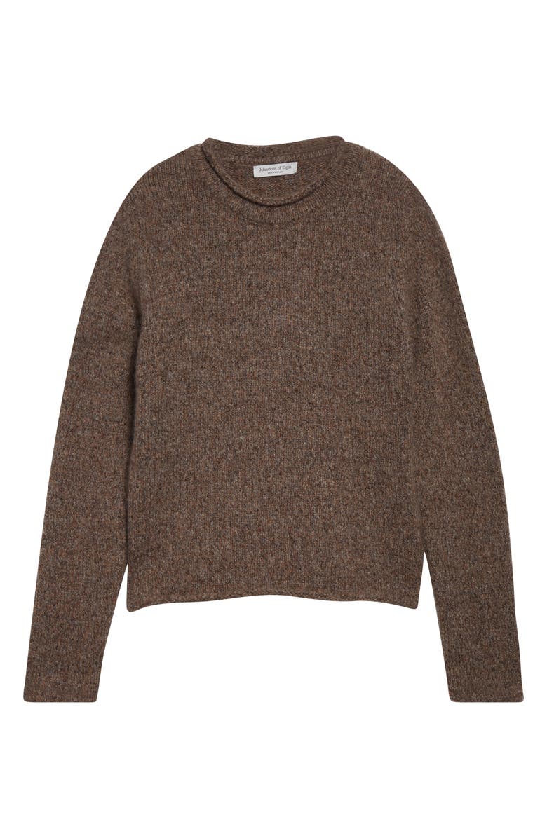 Johnstons of Elgin Brushed Cashmere & Silk Crewneck Sweater, Alternate, color, Molasses Mix