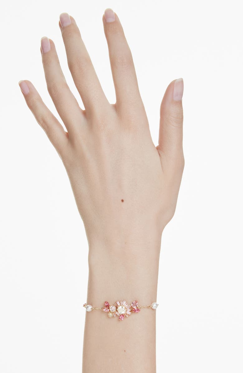 Swarovski Gema Crystal & Faux Pearl Bracelet, Alternate, color, Pink