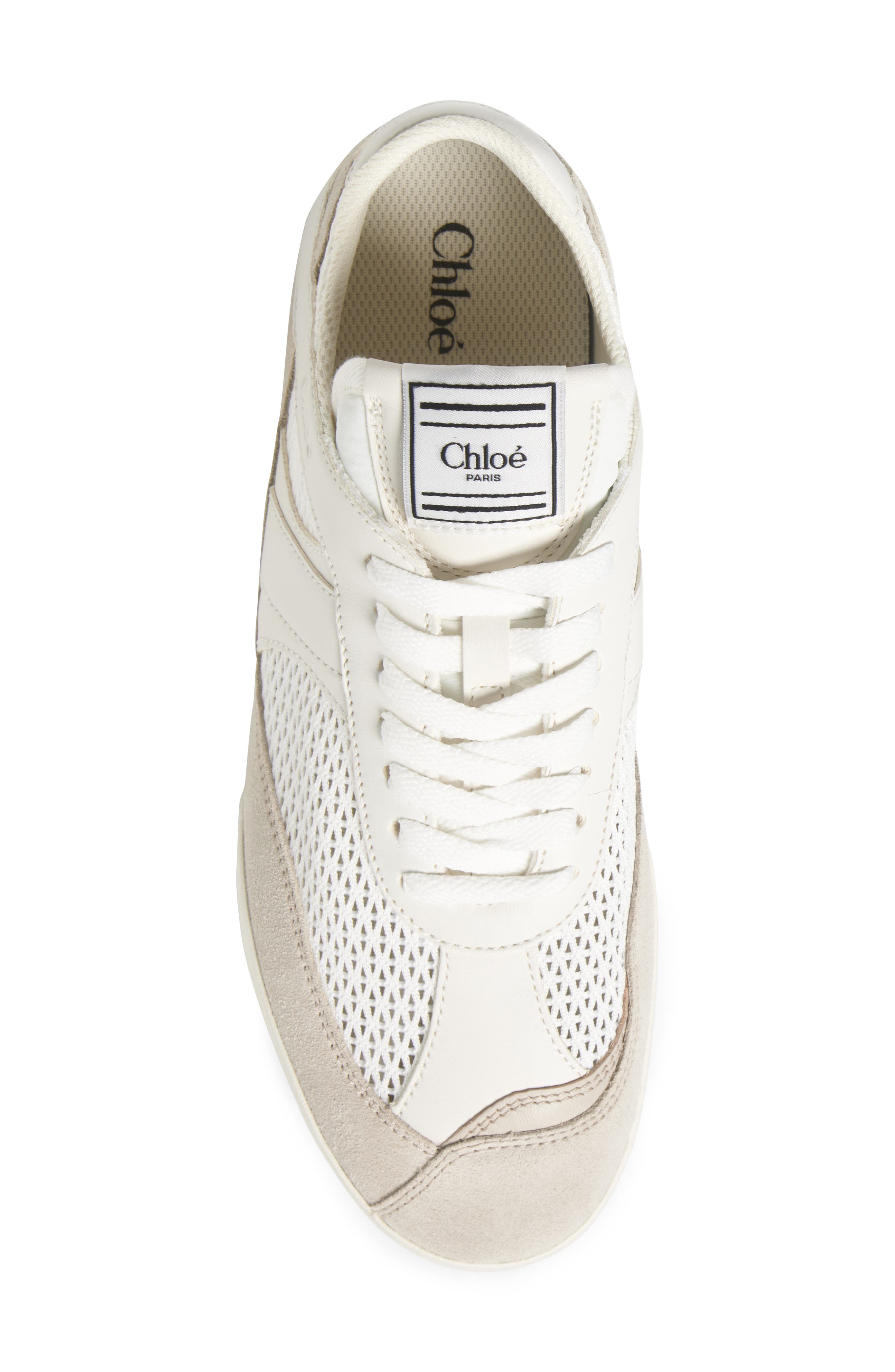 Chloé Kick Leather & Mesh Sneaker, Alternate, color, Cloudy Cream