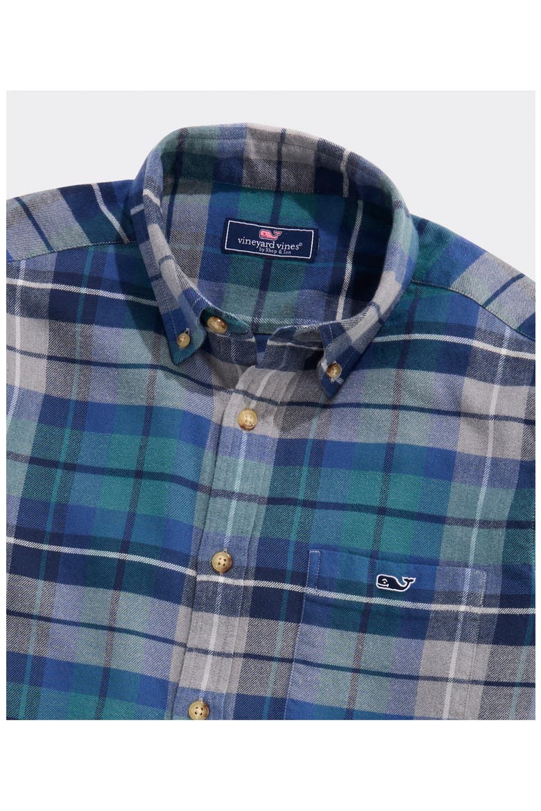 Plaid Stretch Cotton Flannel Shirt, Alternate, color, TRADEWINDS