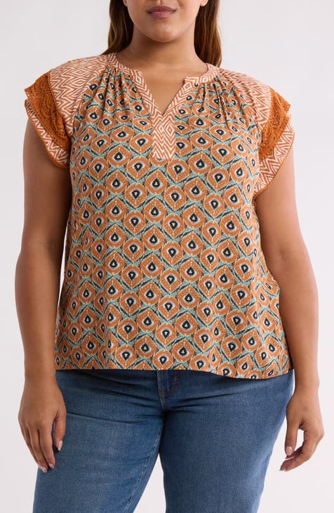 Flutter Sleeve Woven Top (Plus)