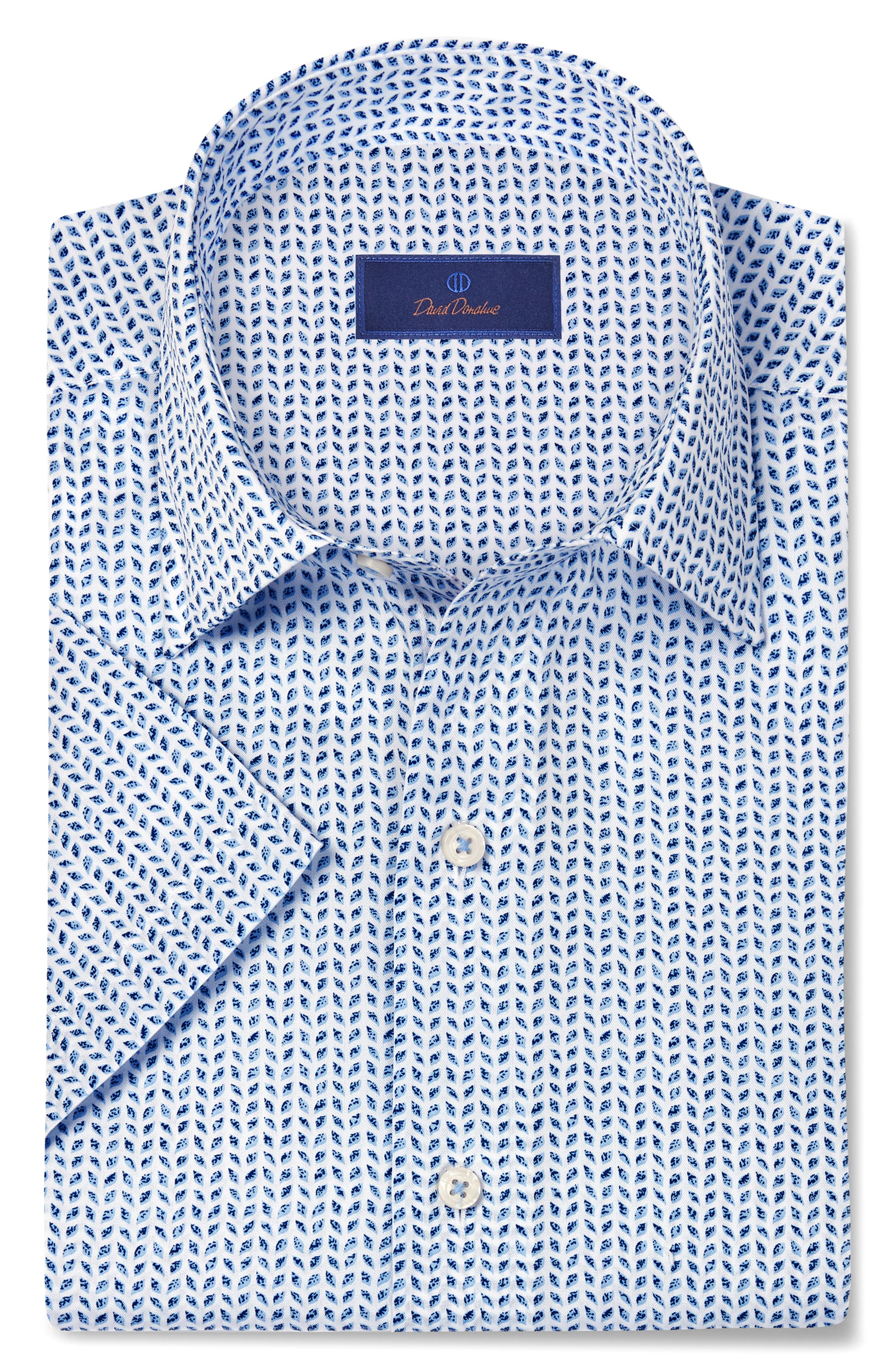 David Donahue Neat Print Short Sleeve Shirt