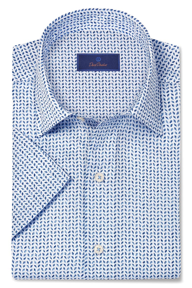 Neat Print Short Sleeve Shirt, Alternate, color, WHITE/ BLUE