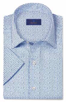 David Donahue Neat Print Short Sleeve Shirt