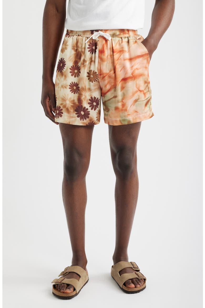 Daisy Colorblock Shorts, Main, color, ORANGE