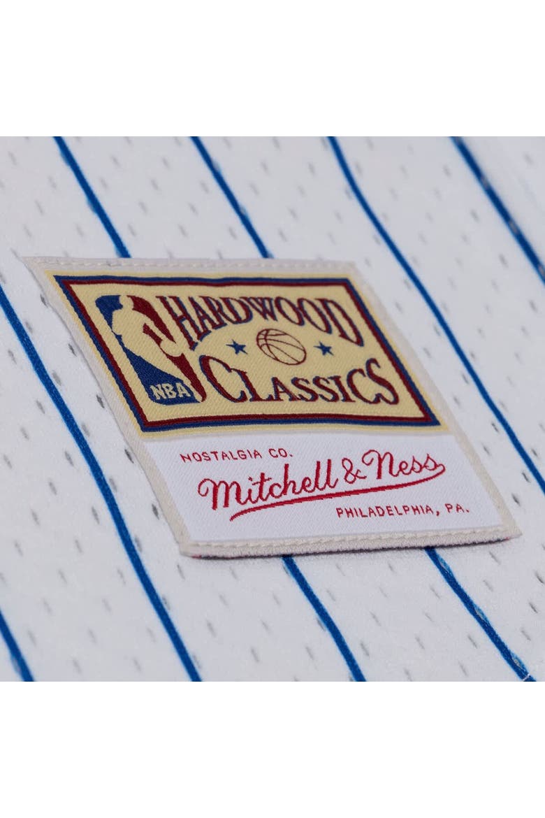 Men's Mitchell & Ness White Detroit Pistons Head Coach Pinstripe Mesh Full-Button Baseball Jersey, Alternate, color, White