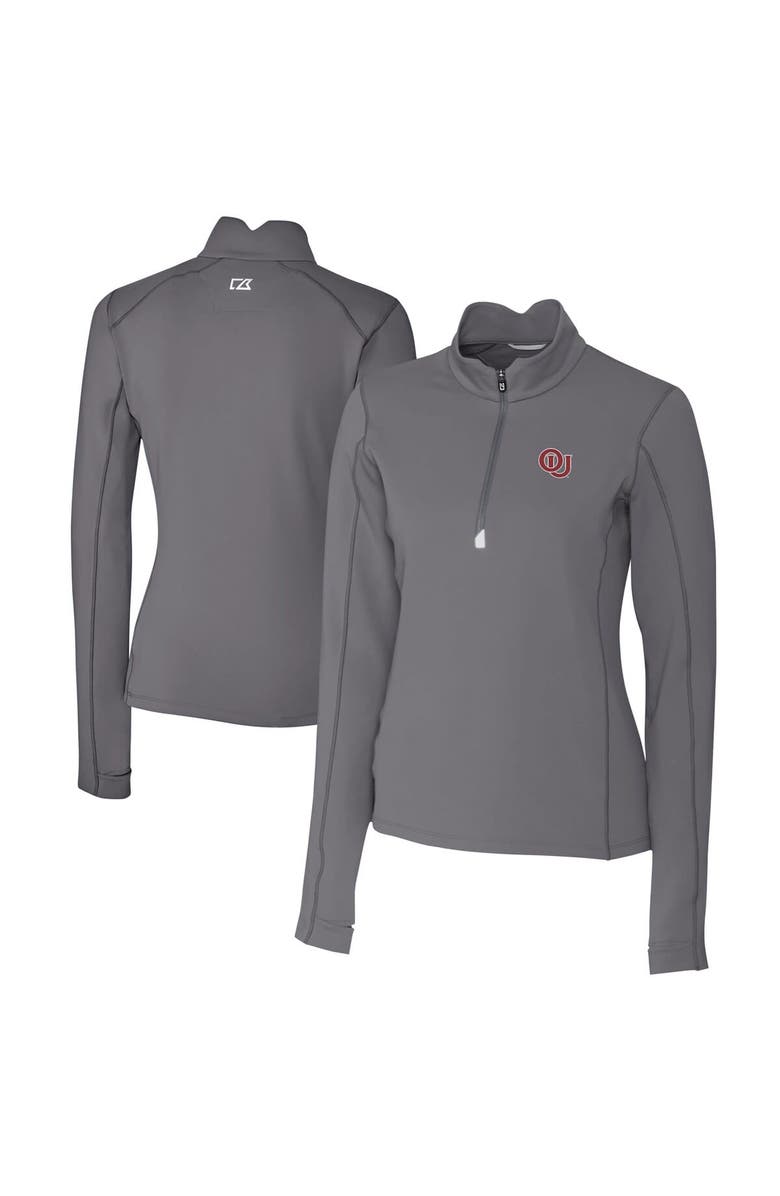 Cutter & Buck Women's Cutter & Buck Gray Oklahoma Sooners Vault DryTec Traverse Stretch Quarter-Zip Top, Main, color, 