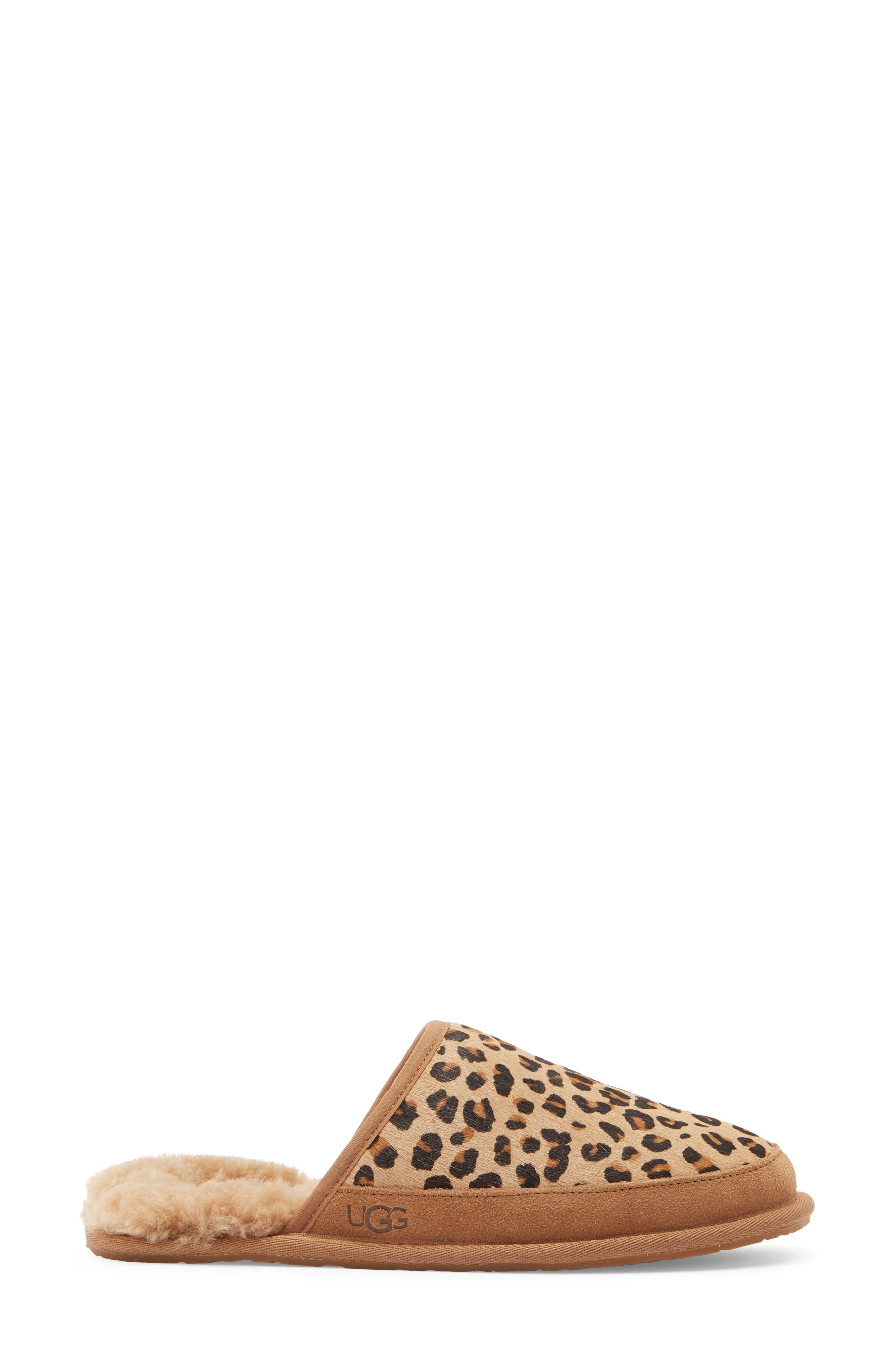 Pearle Genuine Calf Hair & UGGplush™ Scuff Slipper, Alternate, color, CHESTNUT CHESTNUT