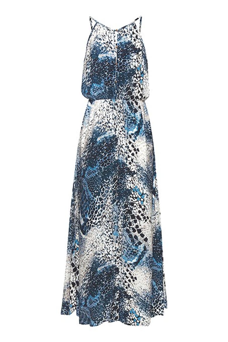 Women's High Neck Sleeveless Maxi Dress, Alternate, color, Blue-Printed