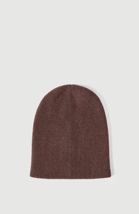 Cashmere English rib knit beanie