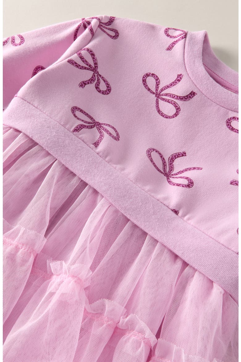 Mixed Media Tiered Tutu Dress, Alternate, color, PINK LEOPARD BOWS- PINK