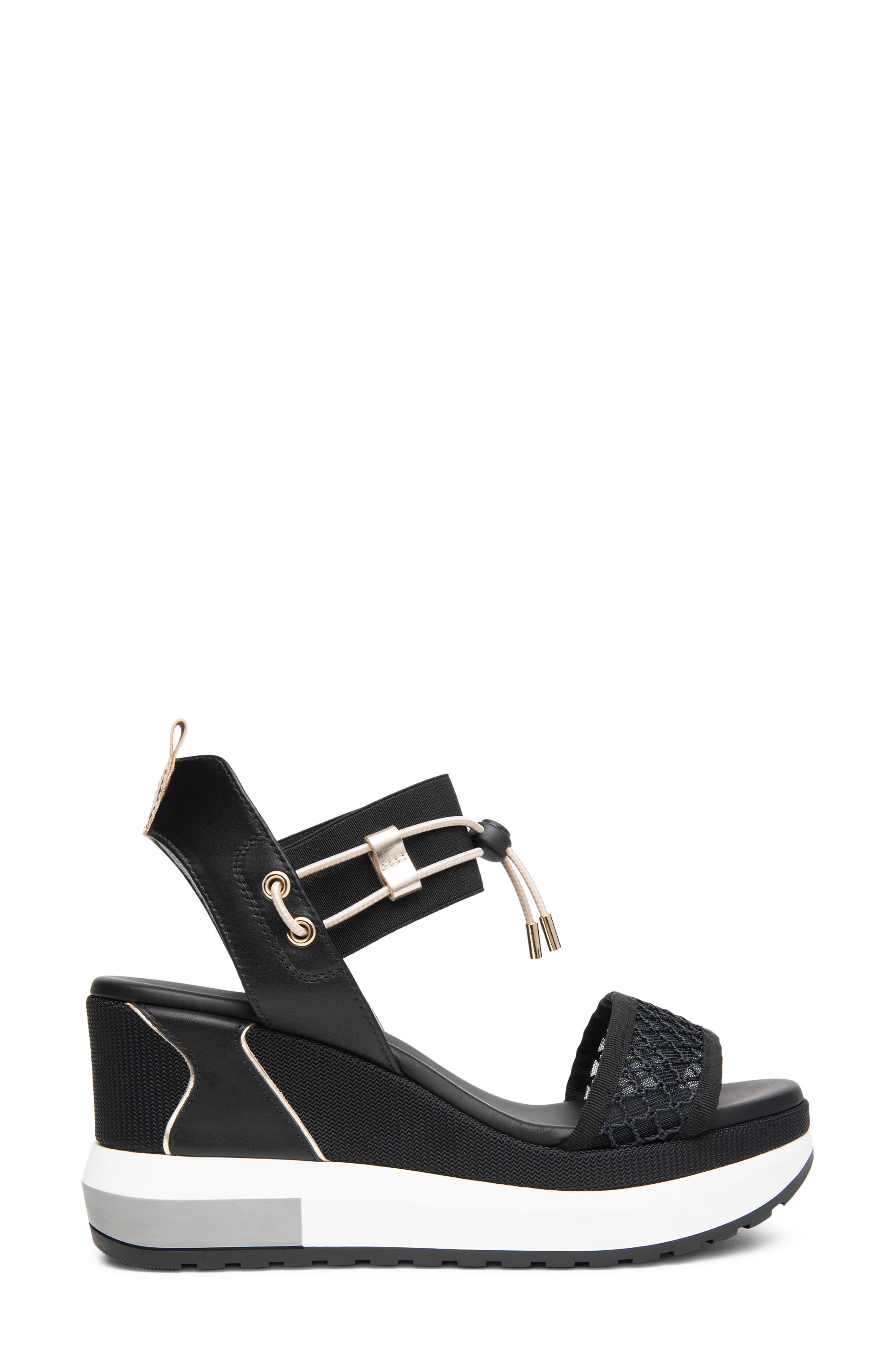 NeroGiardini Bungee Platform Wedge Sandal, Alternate, color, Black
