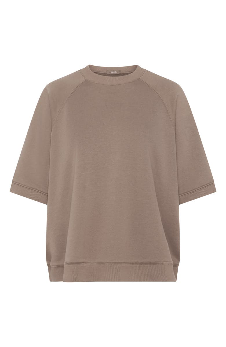 nuuds Elbow-Sleeve Cotton Blend French Terry Sweatshirt, Alternate, color, Cocoa