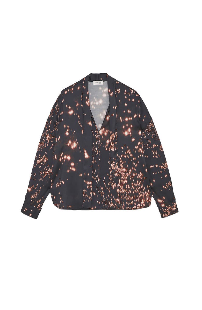 ottod'Ame Viscose Shirt With Scarf Neck, Alternate, color, Black