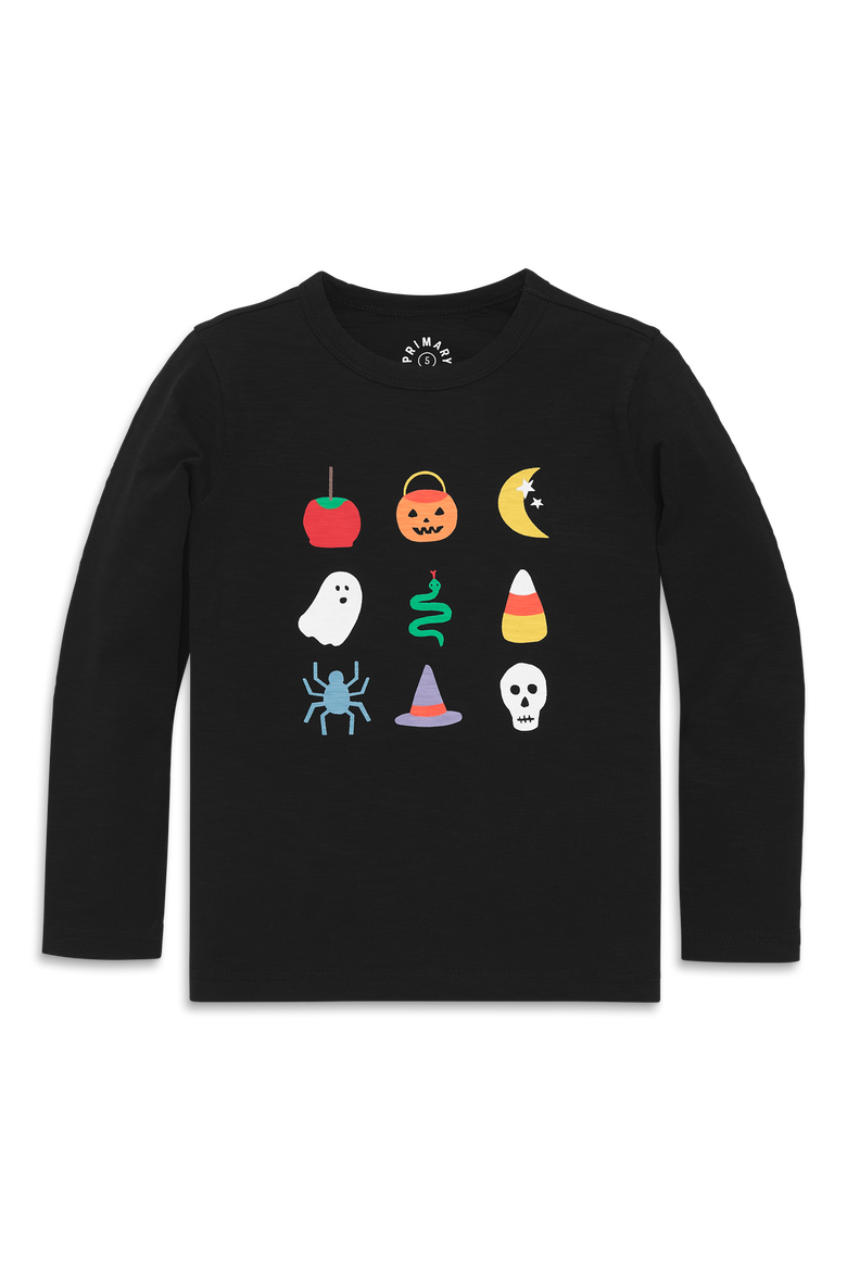 Kids Long Sleeve Halloween Treats Tee, Main, color, Black Halloween Treats