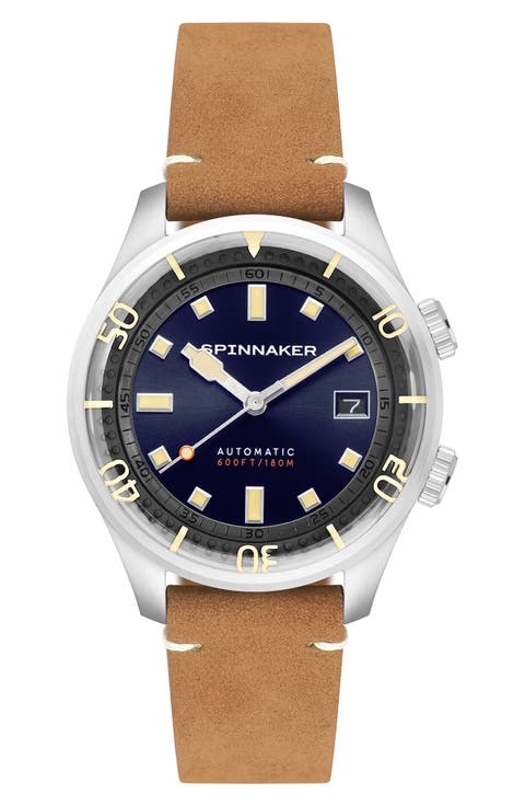 Bradner Automatic Leather Strap Watch, 42mm