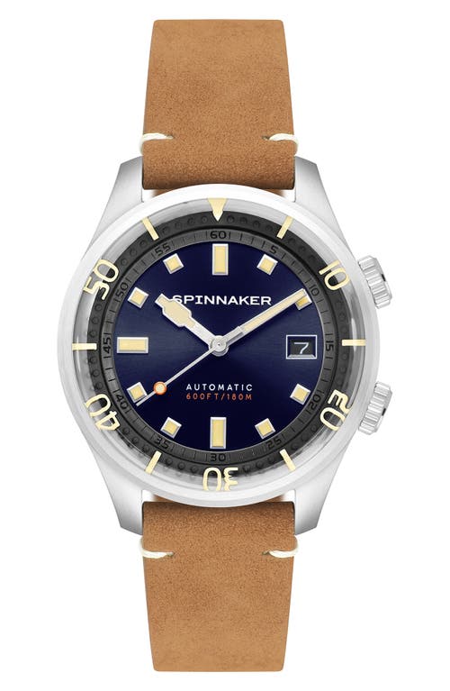 Spinnaker Bradner Automatic Leather Strap Watch, 42mm In Blue