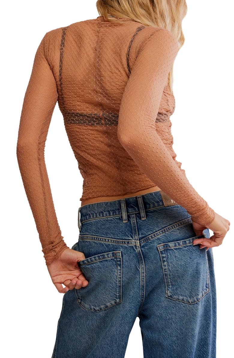 Free People Minding My Business Sheer Top, Alternate, color, Soft Wood