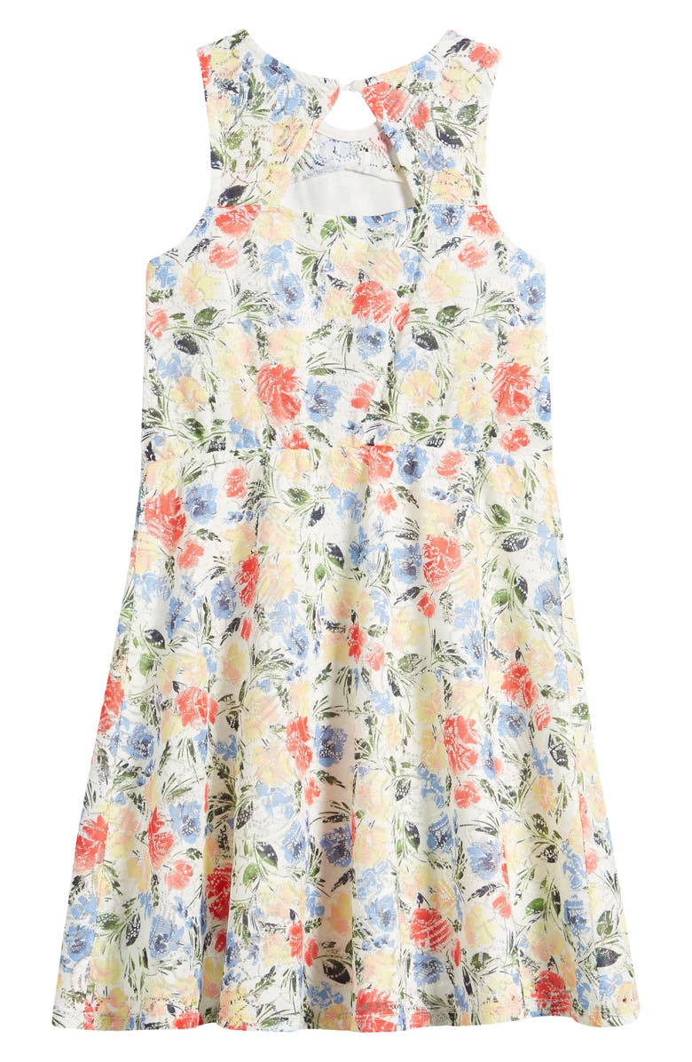 Ava & Yelly Kids' Floral Lace Illusion Skater Dress, Alternate, color, 