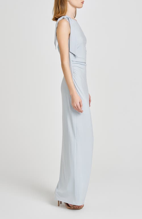 Wayf Say Less Ruched One-shoulder Maxi Dress In Blue