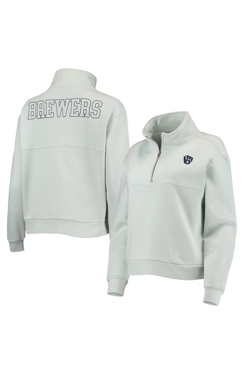 THE WILD COLLECTIVE Women's The Wild Collective Light Blue Milwaukee Brewers Two-Hit Quarter-Zip Pullover Top, Main, color, Light Blue