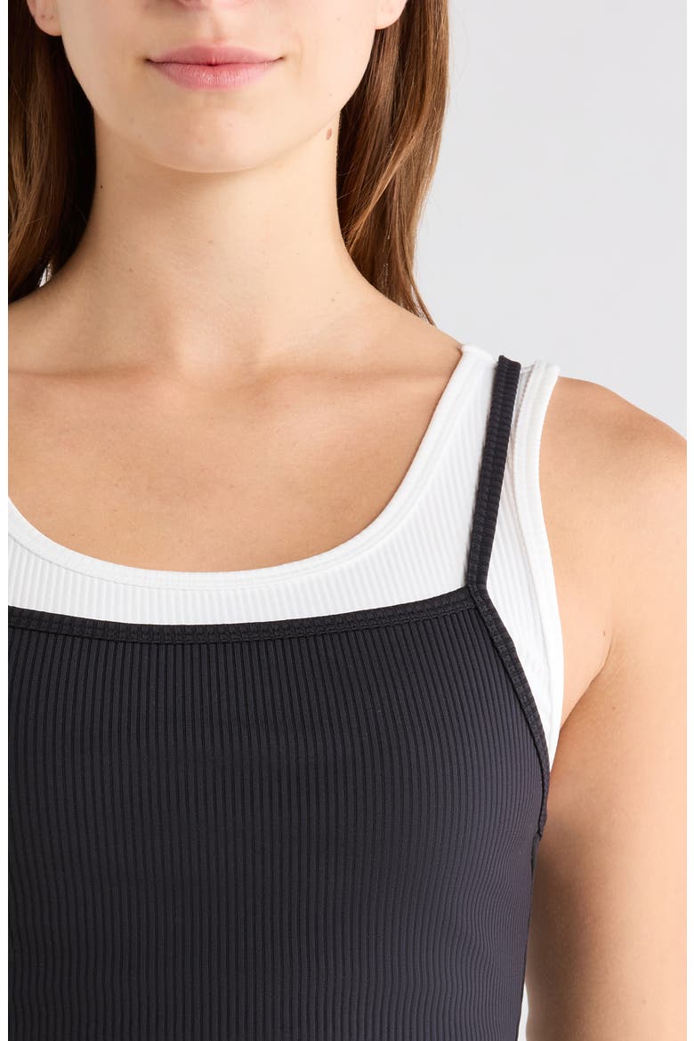 Ribbed Layered Tank, Alternate, color, BLACK/WHITE