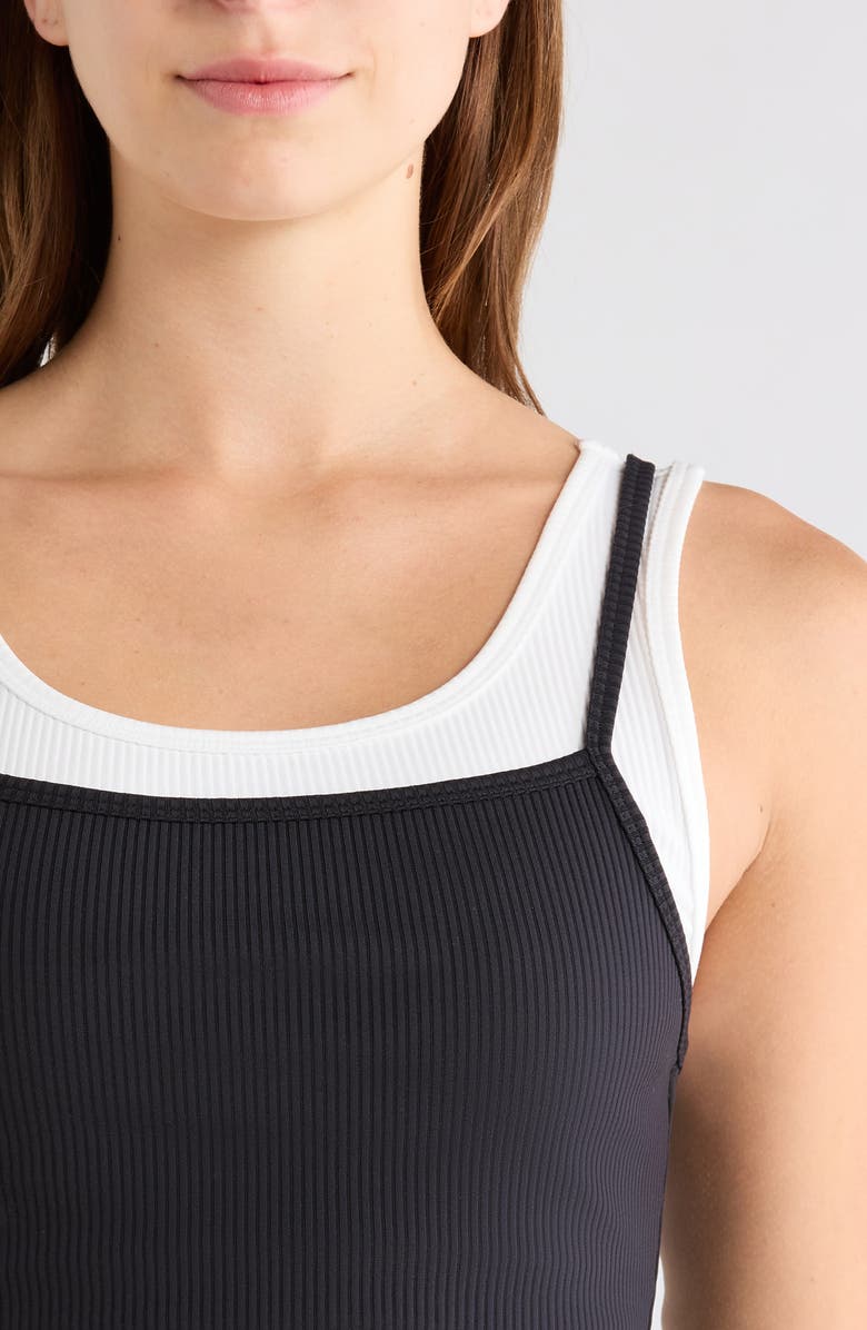 Year of Ours Ribbed Layered Tank, Alternate, color, Black/White