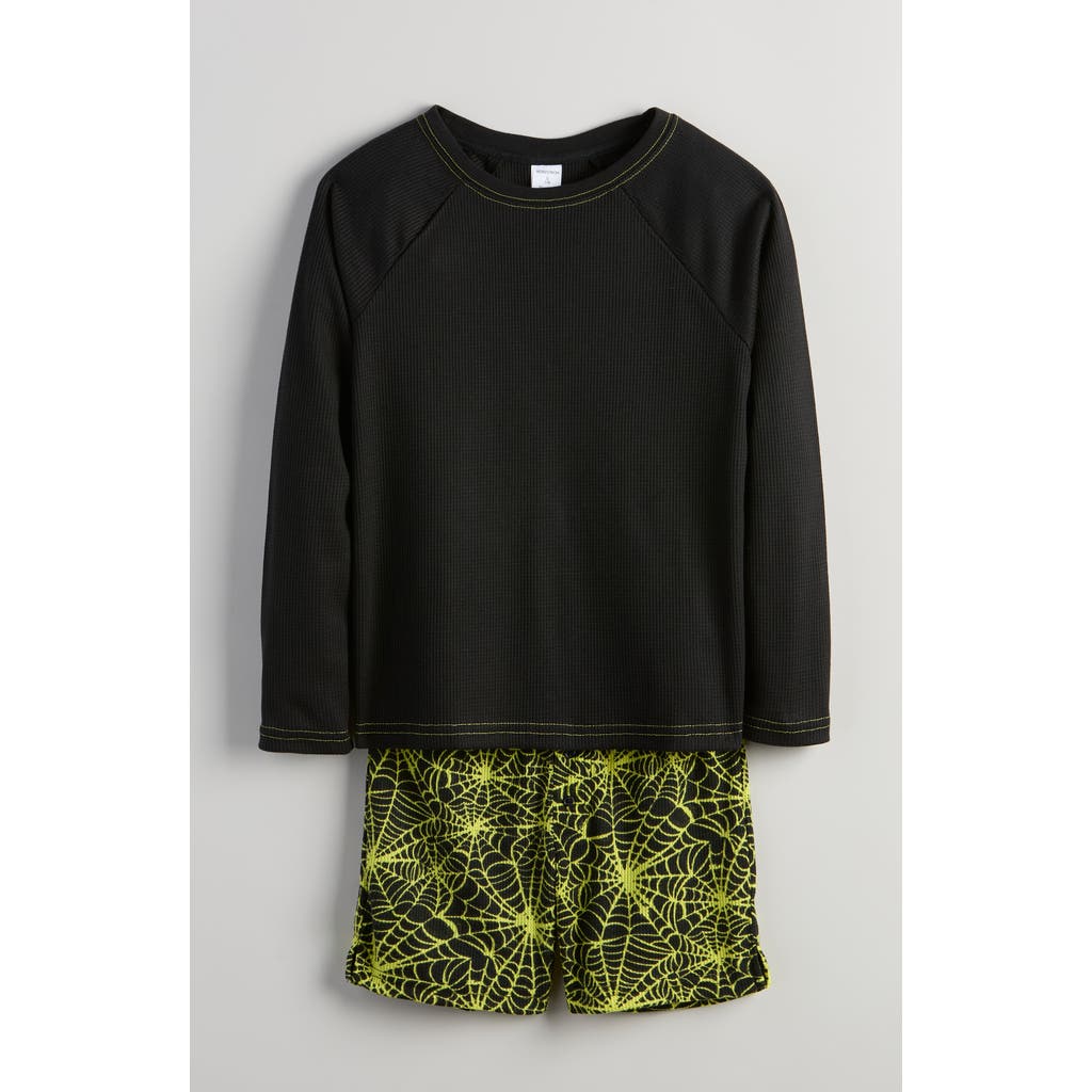 Nordstrom Kids' Two-piece Henley Short Pajamas In Black